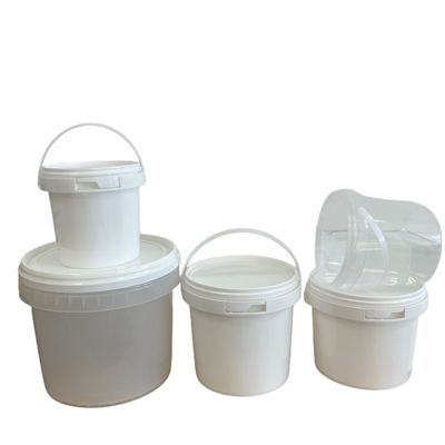 Leicht zu öffnende, transparente weiße 1L, 2L, 5L-Eimer aus Kunststoff mit Deckel und Griff