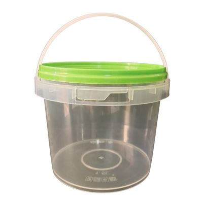 Personalisieren Sie Ihre Verpackung mit 2L runden Plastikbehältern und manipulationssicherem Griff