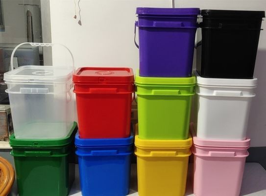 10 kg 10 Liter Quadrat-Eimer Plastikbehälter zum Trinken Seidenbildschirm/Wärmeübertragung/IML-Druck
