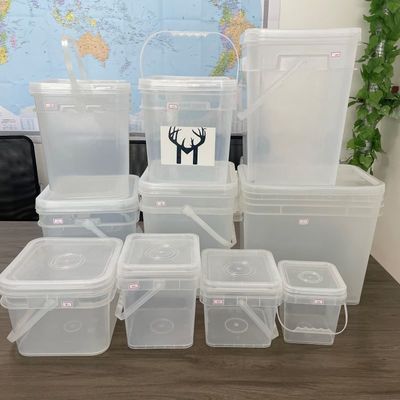 Viereckige HDPE 4L 5L 8L Plastikbehälter Viereckige Plastikbehälter mit Deckel und Griff
