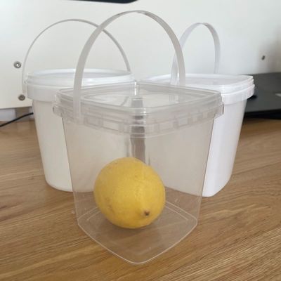 Wärmeübertragung Druck klarer Quadrat Eimer mit Deckel Feen Floss Tubes