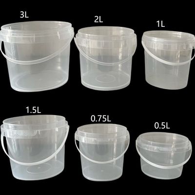 1L 2L Anpassung weiße klare Plastik Eimer Behälter mit Deckel Lebensmittelqualität Verpackung Eimer Versorgung