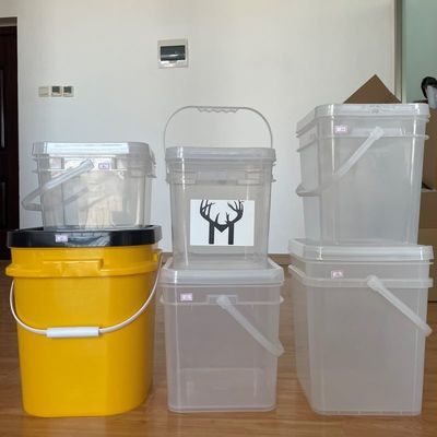 Klar-weiß-runder Plastik Eimer Eimer mit Griff Custom Color Printing Logo