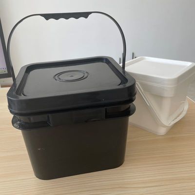 Bauplastikbehälter mit Deckel und Griff Grün Schwarz Gelb Druckseide