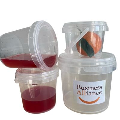 Anpassen Rund 300ml 500ml 750ml 1L Klarer Plastik Eimer Eimer mit anpassbaren Größe