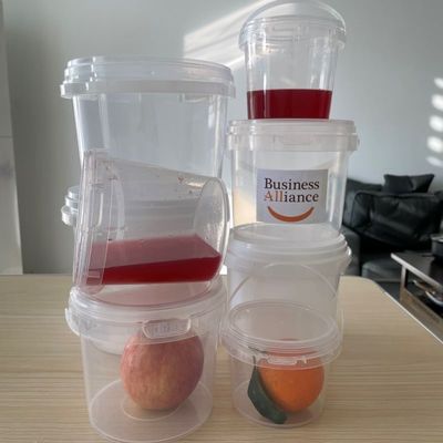 Anpassen Rund 300ml 500ml 750ml 1L Klarer Plastik Eimer Eimer mit anpassbaren Größe