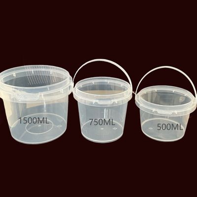 Anpassen Rund 300ml 500ml 750ml 1L Klarer Plastik Eimer Eimer mit anpassbaren Größe